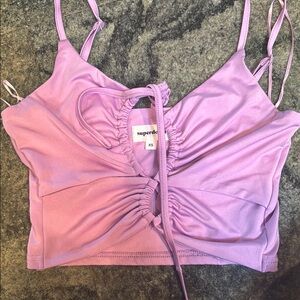 Superdown Lilac Ruched Crop Top